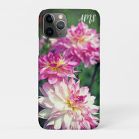 Pink and White Dahlia flower Initials