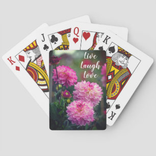 Pink and White Dahlia Flower Thinking of you Playing Cards