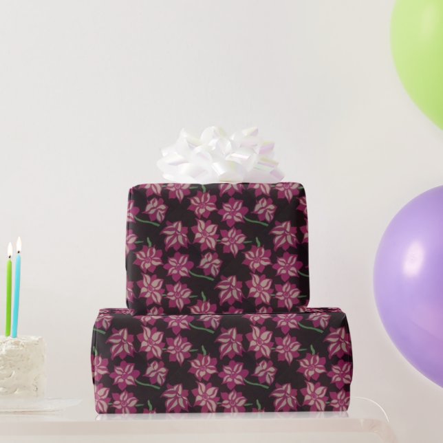 Pink and White Dahlia Pattern Wrapping Paper (Party Gifts)