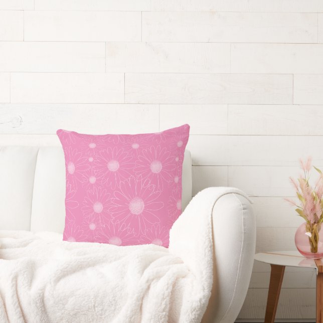 Pink and White Daisies Cushion (Couch)