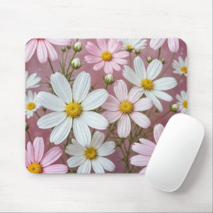 Pink and White Daisies Mouse Mat