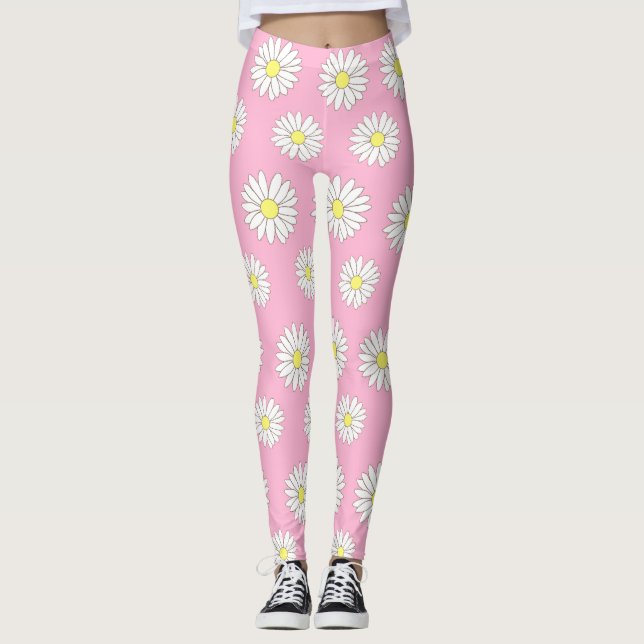 Pink and White Daisies Women's Leggings (Front)