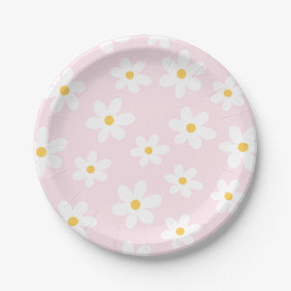 Pink and White Daisy Plate