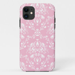 Pink and White Damask iPhone 11 Case