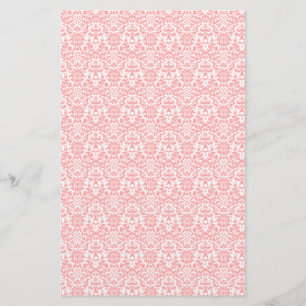 Pink and White Damask Craft Paper