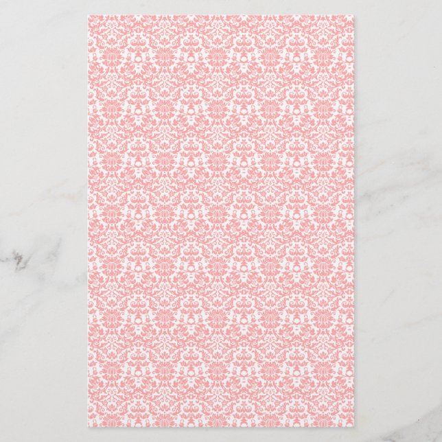 Pink and White Damask Craft Paper (Front)