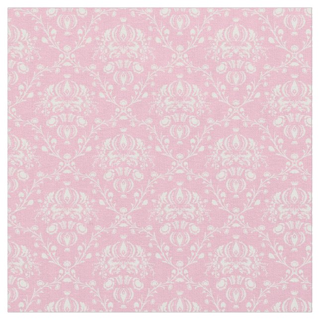 Pink and White Damask Fabric (Close Up)