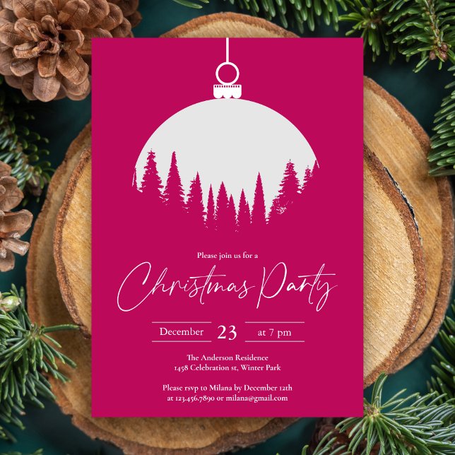 Pink And White Decoration Ball Christmas Party Invitation (Creator Uploaded)