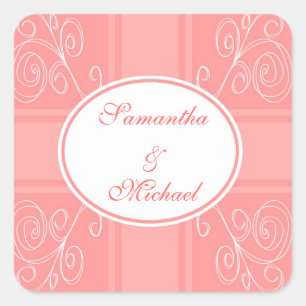 Pink and white design square sticker