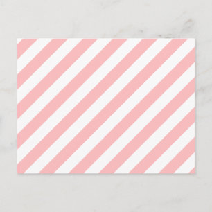 Pink and White Diagonal Stripes Pattern Postcard