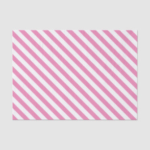 Pink and White Diagonal Stripes Tissue Paper