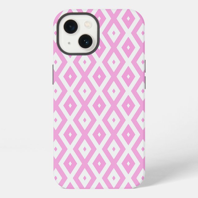 Pink and white diamond pattern Case-Mate iPhone ca Case (Back)