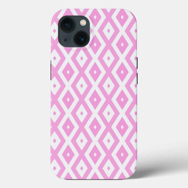 Pink and white diamond pattern Case-Mate iPhone ca Case (Back)