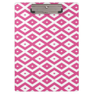Pink and white diamond pattern clipboard