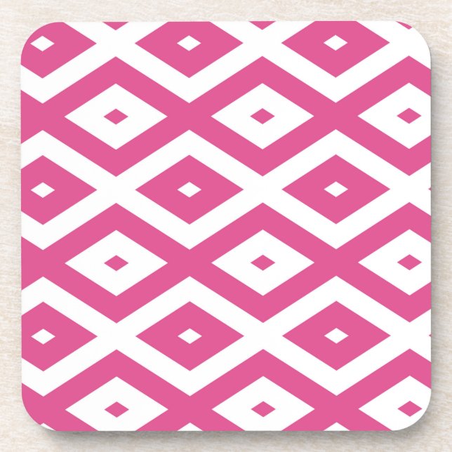 Pink and white diamond pattern coaster (Front)