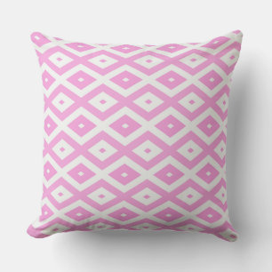 Pink and white diamond pattern cushion