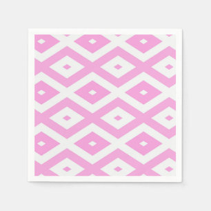 Pink and white diamond pattern napkin