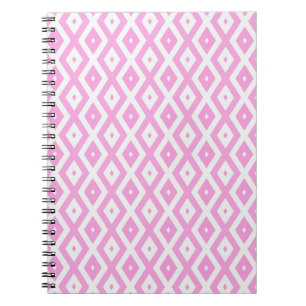 Pink and white diamond pattern notebook
