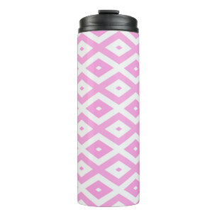 Pink and white diamond pattern thermal tumbler