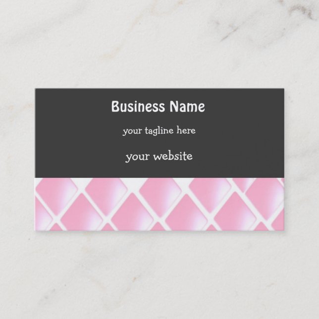 Pink and White Diamonds Business Card (Front)
