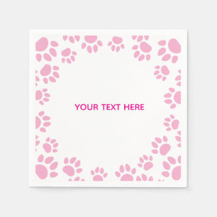 Pink and White Dog Paws Custom Napkin