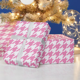Pink and white dogtooth pattern Christmas Wrapping Paper