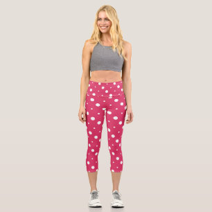 pink and white dots capri leggings