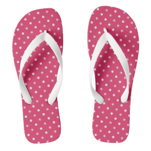 pink and white dots flip flops