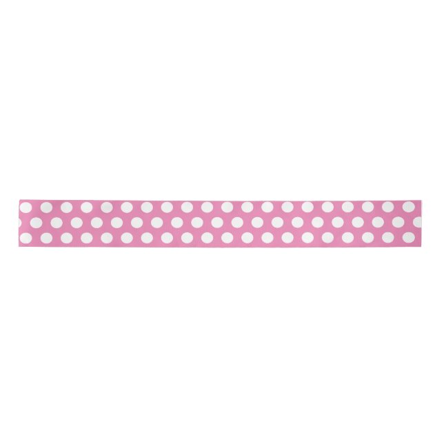 pink and white dots trendy pattern satin ribbon (Front)