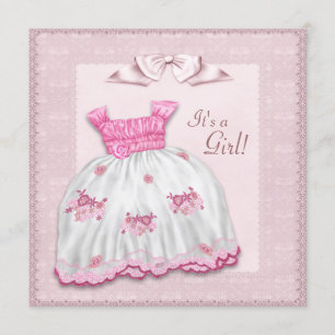 Pink and White Dress Baby Shower Invitation