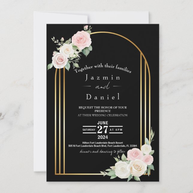 Pink And White Dusky Blooms Wedding Invitation (Front)