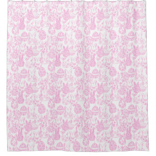 Pink and White Easter Bunnies and Eggs Shower Curtain