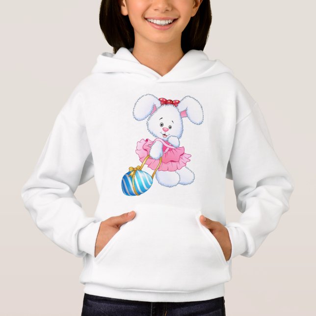 Pink and White Easter Bunny Rabbit with Easter Egg (Front)