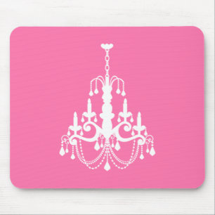 Pink and White Elegant Chandelier Mouse Mat