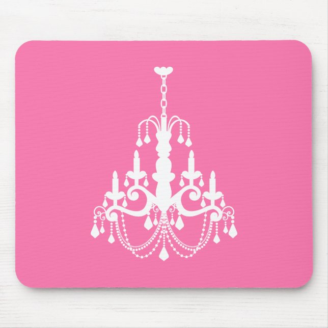 Pink and White Elegant Chandelier Mouse Mat (Front)