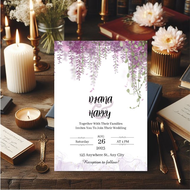 Pink and White Elegant Wedding Invitation Portrait (Creator Uploaded)
