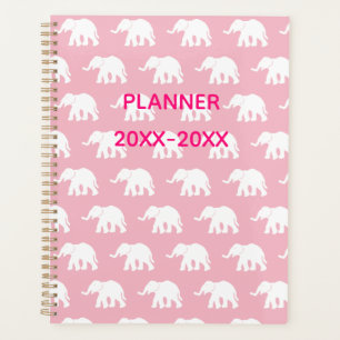 Pink and White Elephant Planner