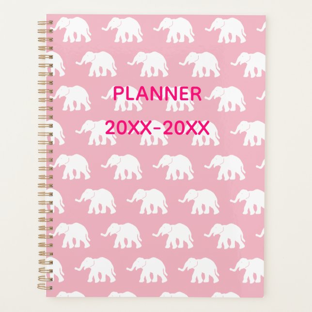 Pink and White Elephant Planner (Front)