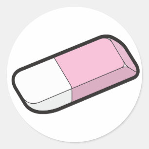 Pink And White Eraser Classic Round Sticker