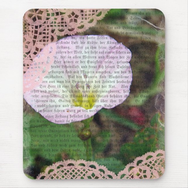 Pink and White Field BindWeed Mouse Mat (Front)