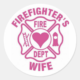 Pink and white firefighter's wife sticker