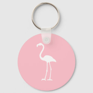 Pink and White Flamingo Key Ring