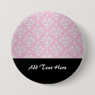 Pink and White Floral Damask Pattern 7.5 Cm Round Badge