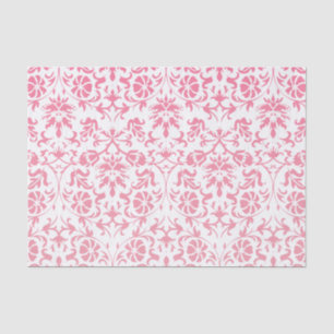 Pink and White Floral Damask Tissue Paper