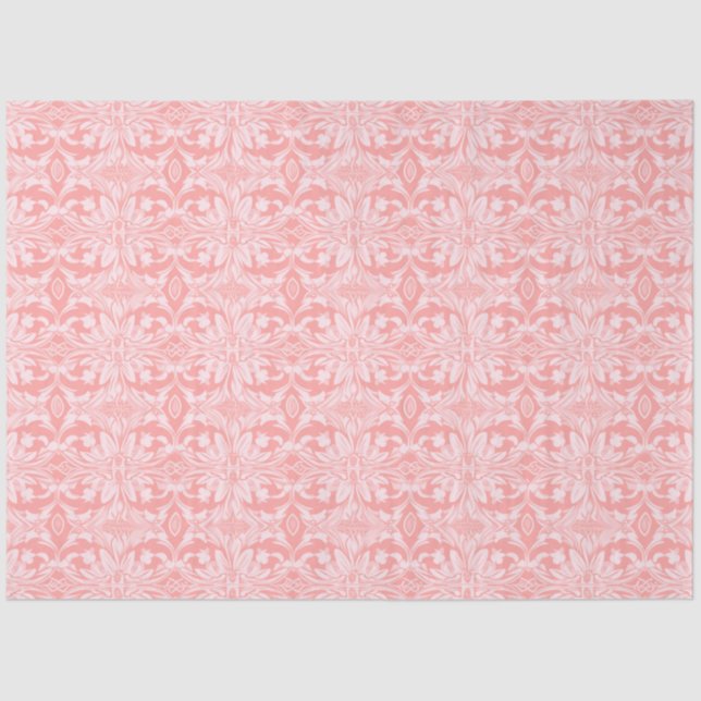 Pink and White Floral Pattern Christmas Tissue Paper (Front)