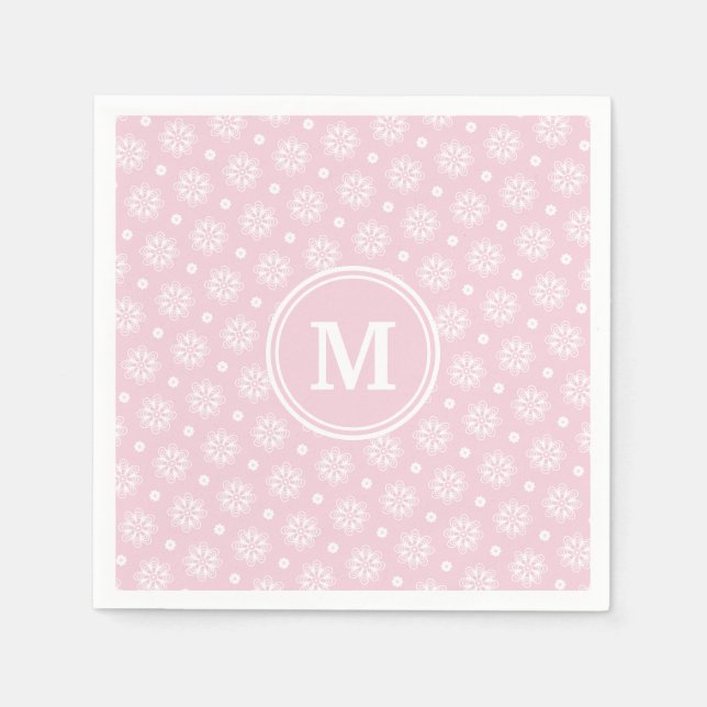 Pink And White Floral Pattern  Napkin (Front)
