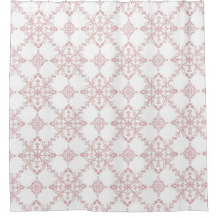 Pink and White Floral Pattern Shower Curtain 