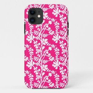 Pink And White Floral Repeating Pattern iPhone 11 Case