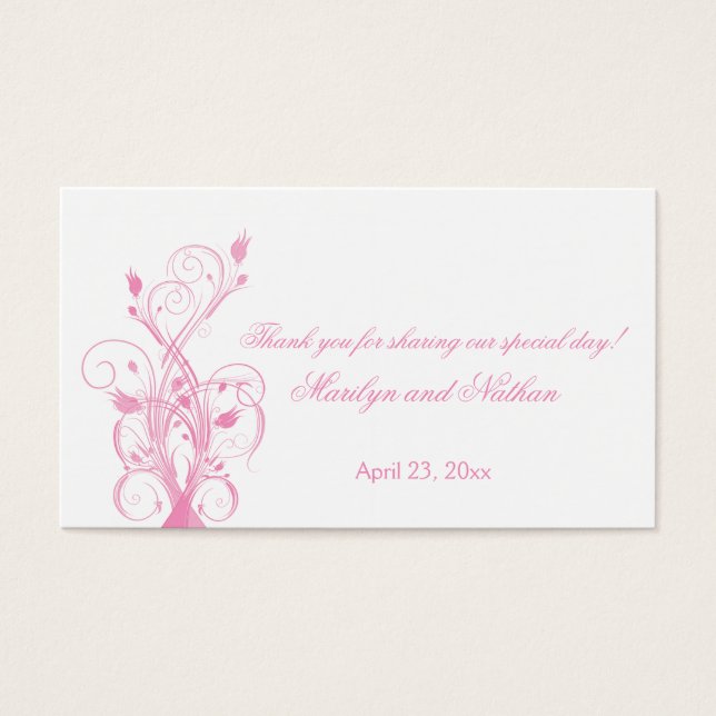 Pink and White Floral Wedding Favour Tag (Front)