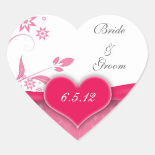 Pink and White Floral Wedding Stickers